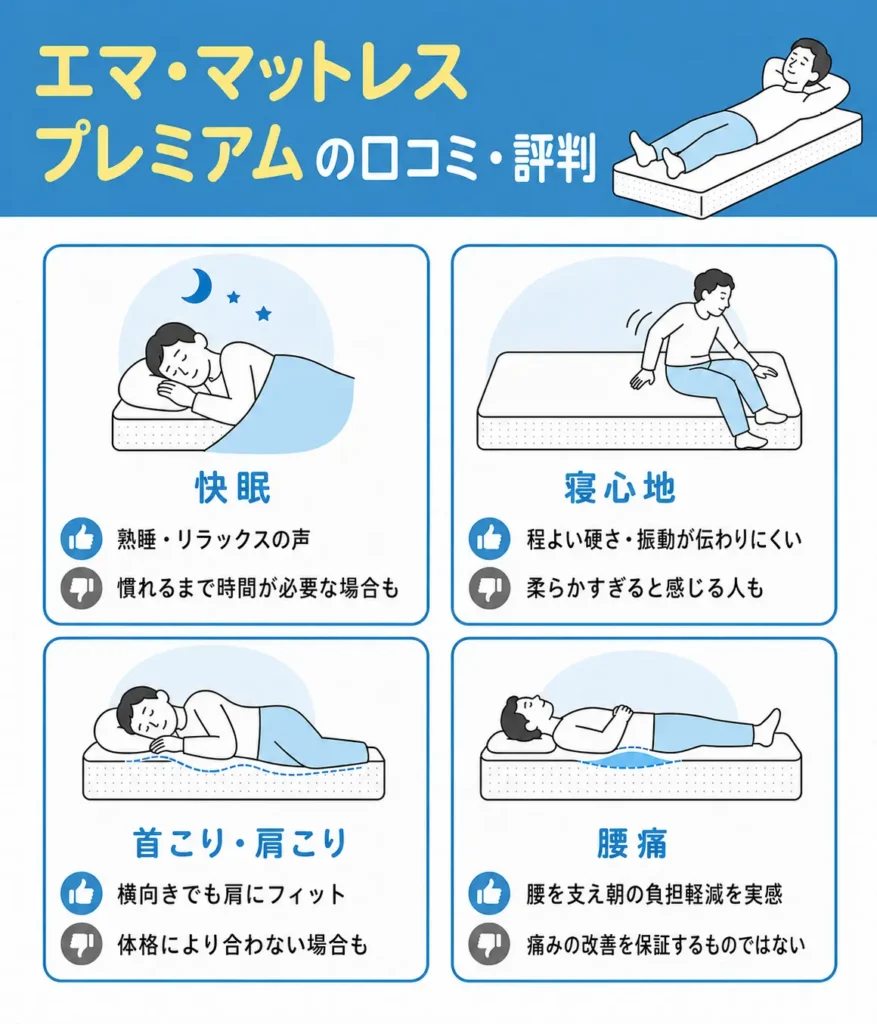 エマ・マットレス プレミアムの口コミ・評判｜利用者の声を解説