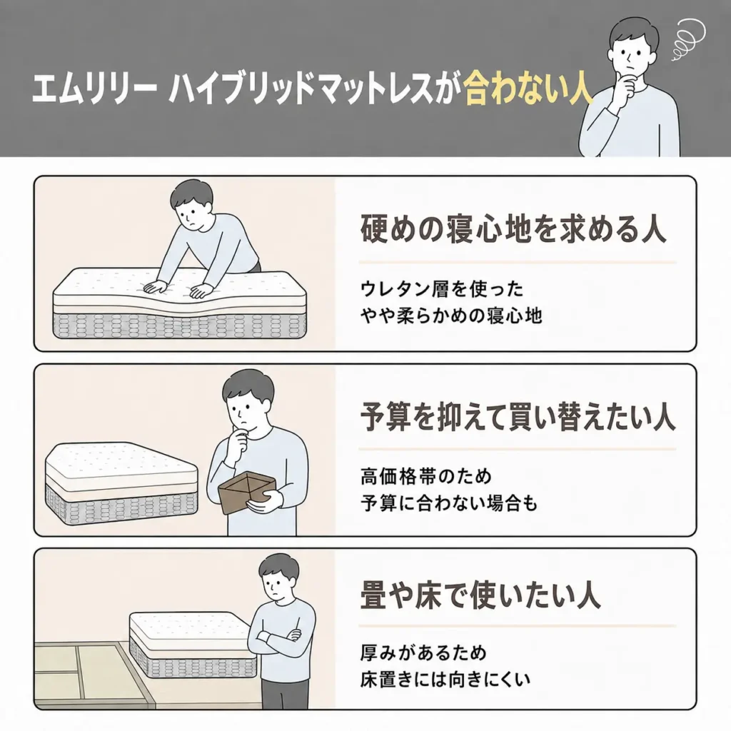 エムリリー ハイブリッドマットレスが合わない人