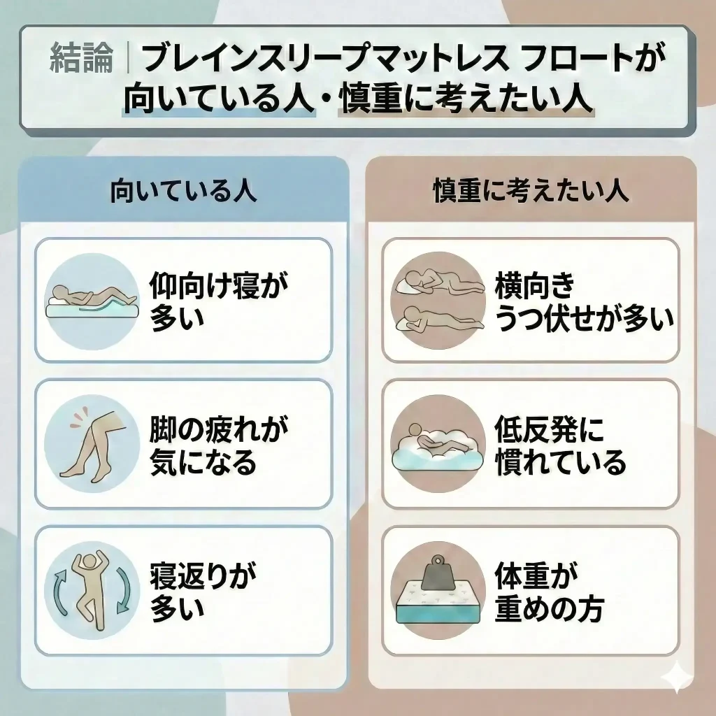 【brainsleep-float】【口コミから判明】ブレインスリープマットレス フロートが合う人・合わない人