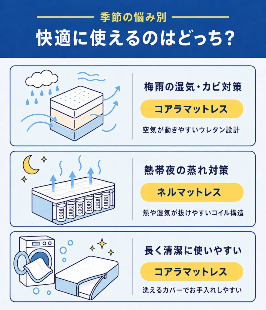 【季節の悩み】これからの時期、快適に使えるのは？