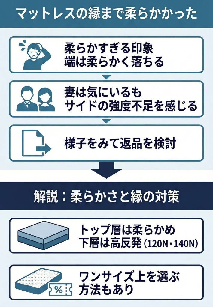 【limnemattress-return】マットレスの縁まで柔らかく身体に合わなければ返品するかも