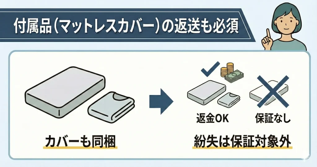 【limnemattress-return】付属品（マットレスカバー）を紛失した場合は返品・返金不可