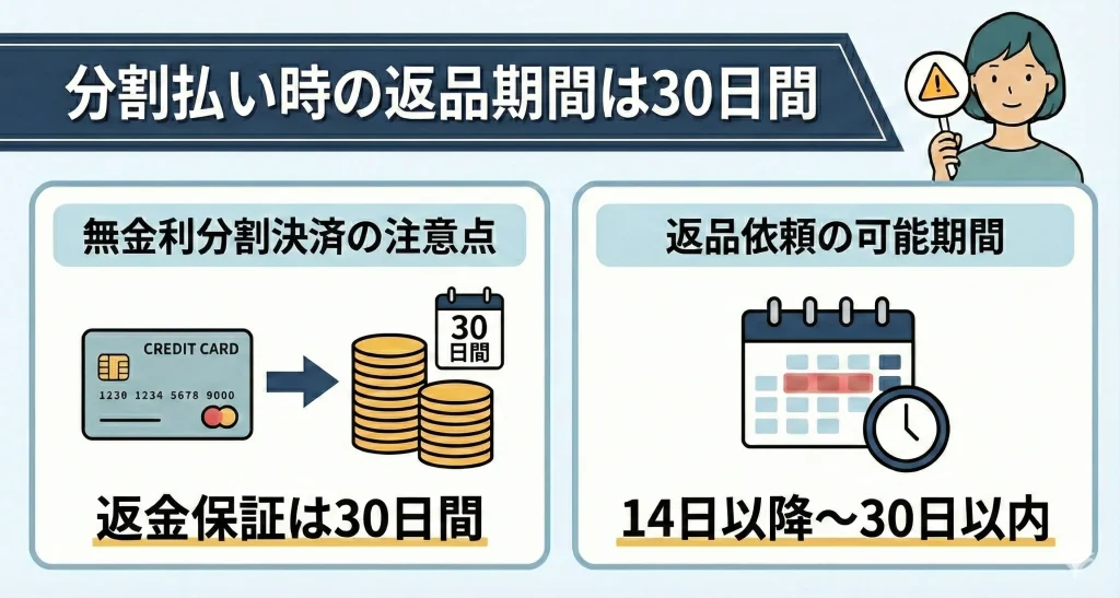 【limnemattress-return】無金利分割決済を利用した場合の返品保証期間は30日