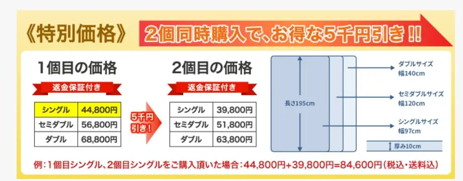 モットンマットレス・2個同時購入割引