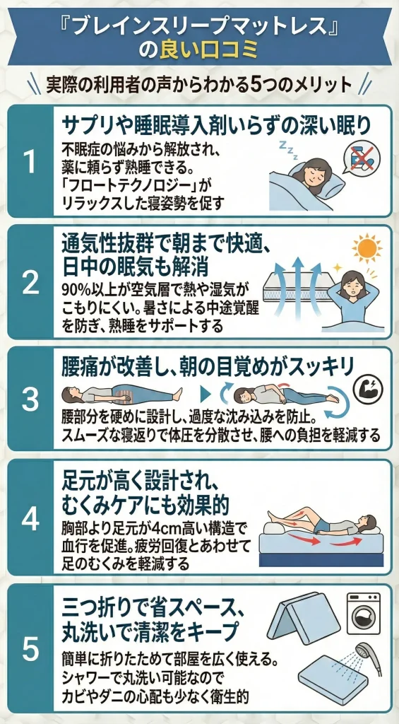 ブレインスリープマットレスの口コミや評判！へたる？寒い？の真相を 