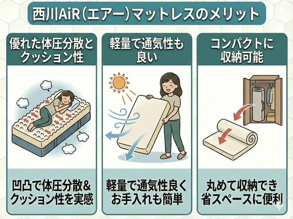 西川AiR(エアー)マットレスの口コミ評判！腰痛悪化する？の真相を解説