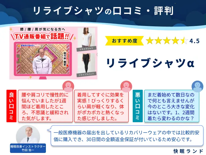 リライブシャツαの口コミ評判！実際に着用してレビュー・感想を紹介