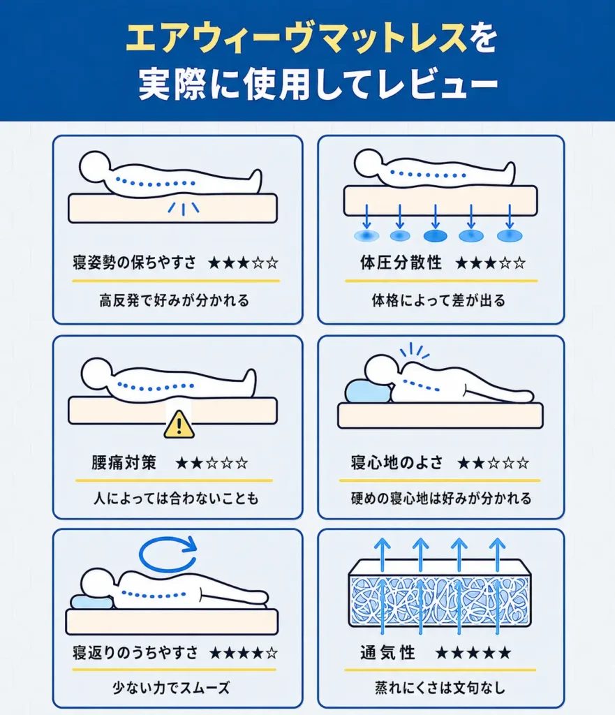 エアウィーヴマットレスを実際に使用してレビュー