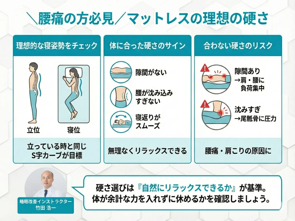 【lower-back-pain-mattress】【腰痛の方必見】マットレスの理想の硬さ