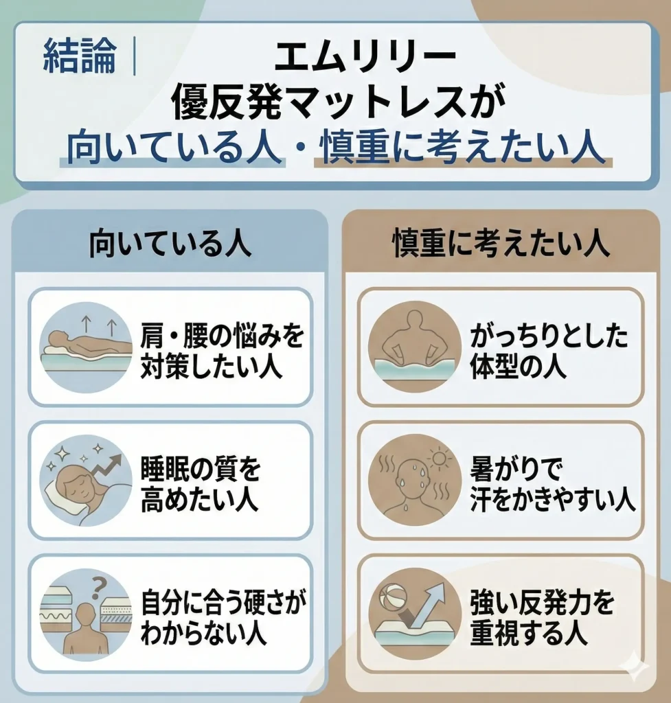 【mlily-yuhanpatsu】【口コミから判明】エムリリー 優反発マットレスが合う人・合わない人