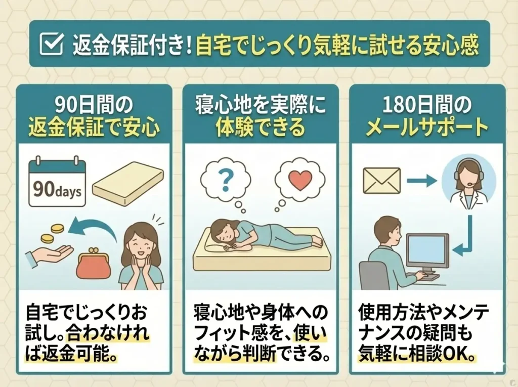 【motton-mattress】返金保証がついているため気軽に試せる
