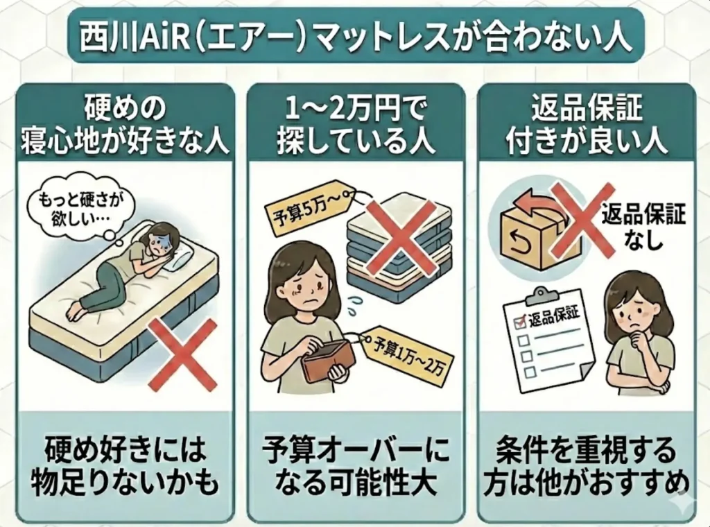 【nishikawa-air】西川AiRマットレスが合わない人