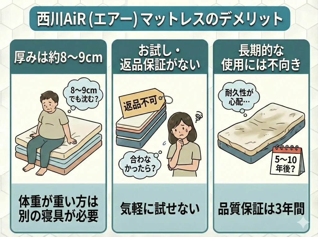 【nishikawa-air】西川AiRマットレスのデメリット