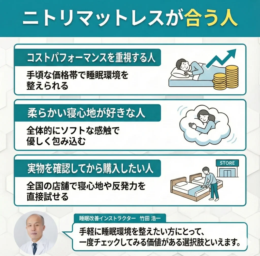 【nitorimattress】ニトリマットレスが合う人
