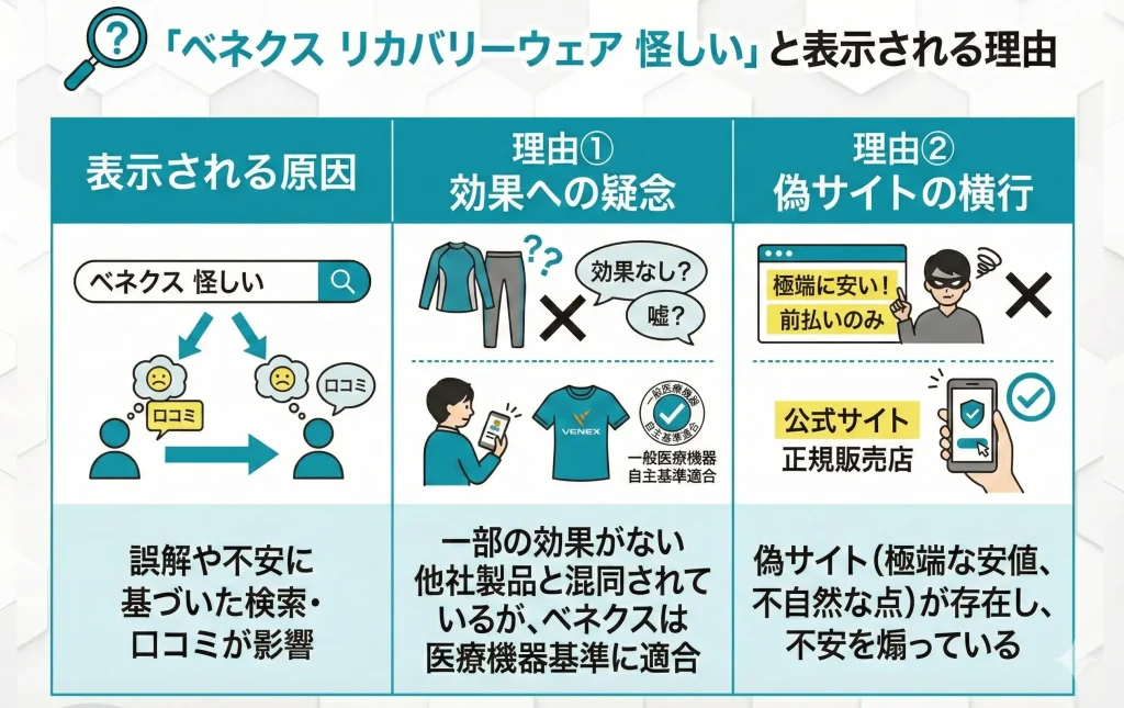 【venex-recoverywear】ベネクスリカバリーウェアが怪しいと表示される理由