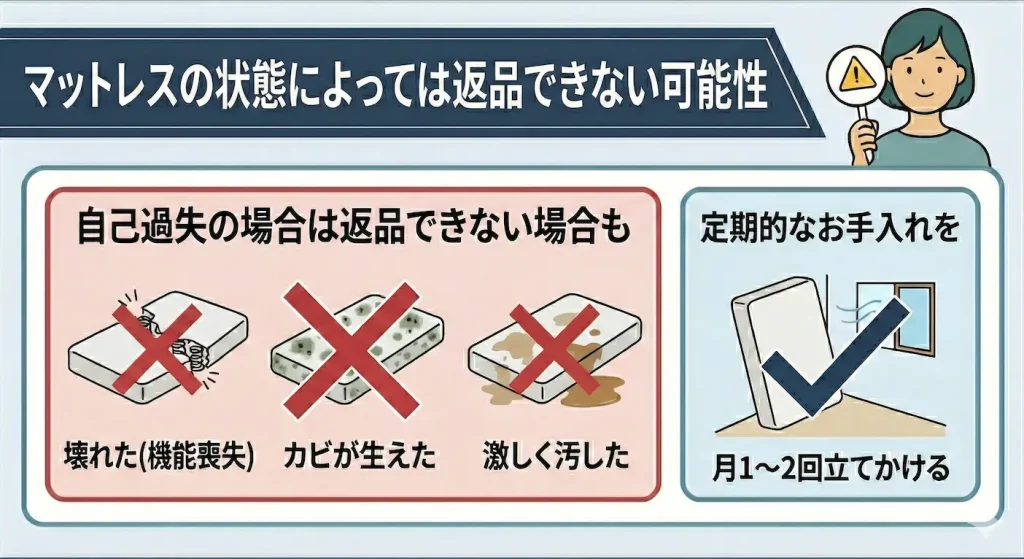 【nell-mattress-return】マットレスの状態によっては返品できない場合がある