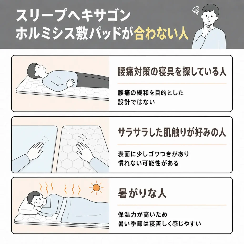 スリープヘキサゴン ホルミシス敷パッドが合わない人