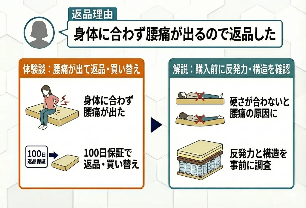 【emma-mattress-returns】身体に合わず腰痛が出るので返品・買い替えをした