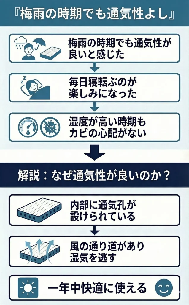 梅雨の時期に購入したが通気性は良かった