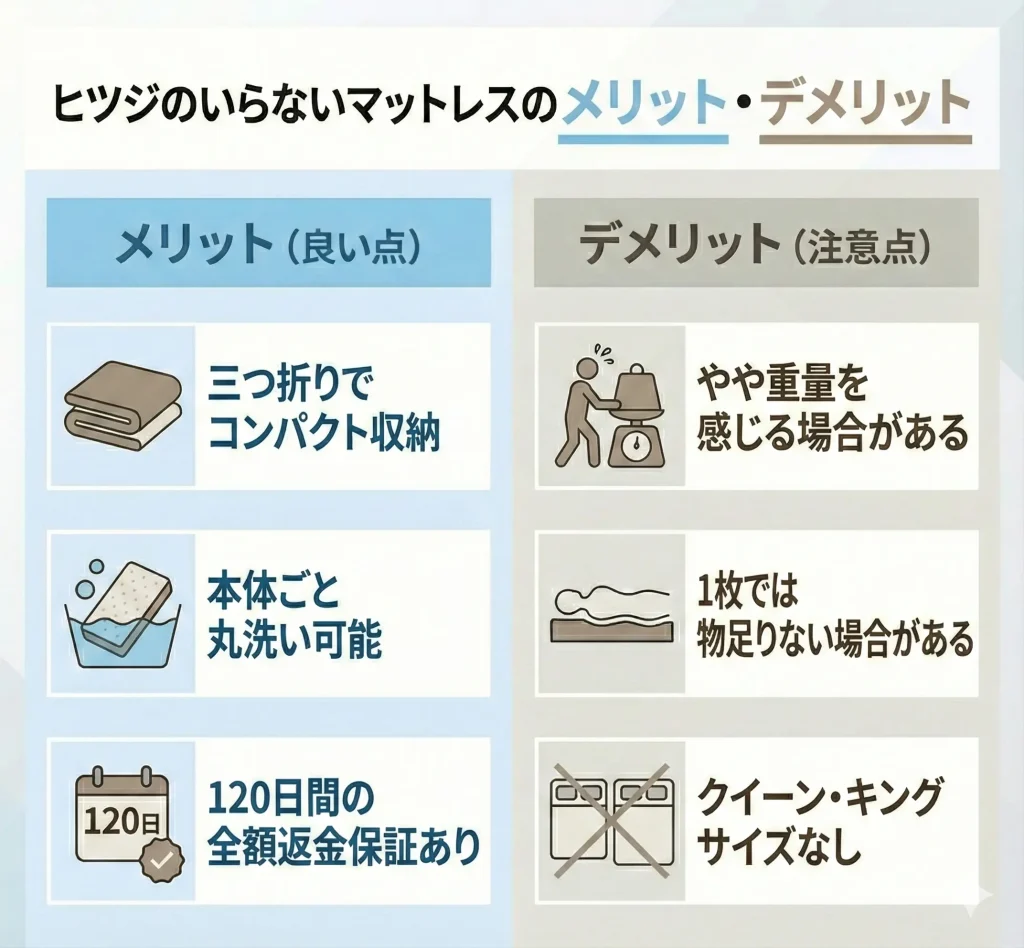 【hitsuji-mattress】【実際に使用してわかった】ヒツジのいらないマットレスのメリット・デメリット