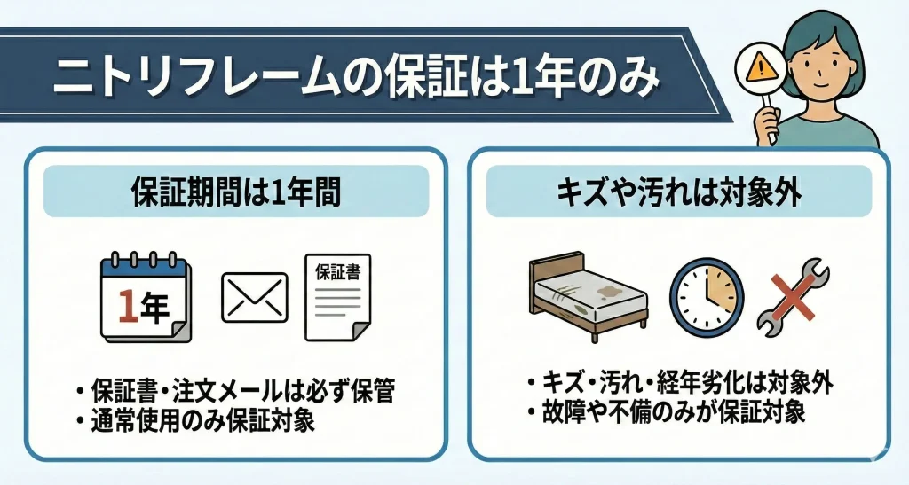 【koala-nitori-frame】ニトリベッドフレームの保証期間は1年のみ（保証書必須）