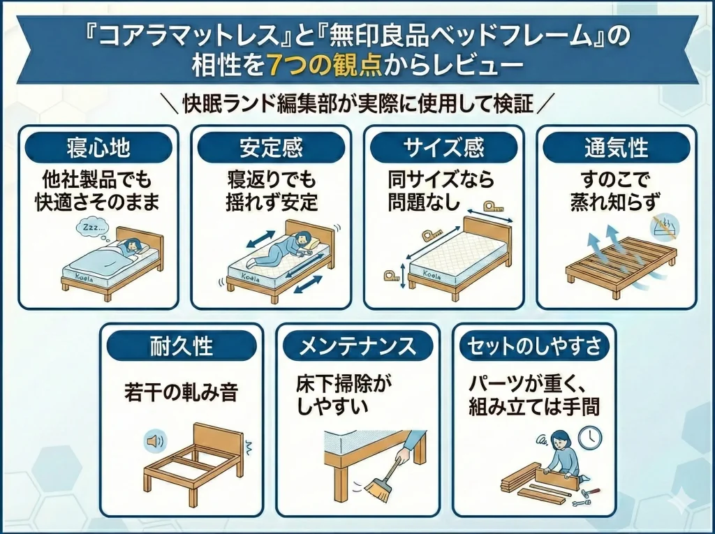 コアラマットレスと無印良品ベッドフレームの相性は？実際に試してみました