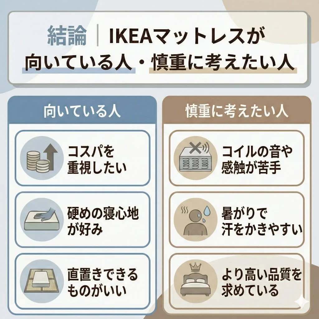 【ikea-mattress】【実際に使用してわかった】IKEAマットレスが合う人・合わない人