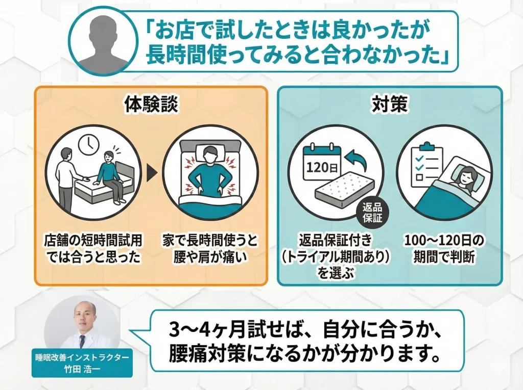 お店で試したときは良かったが長時間使ってみると合わなかった