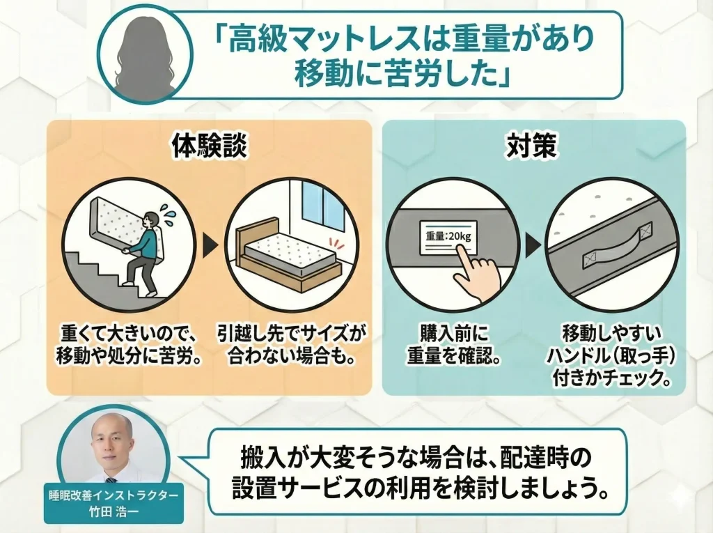 【luxury-mattress】高級マットレスは重量があり移動に苦労した