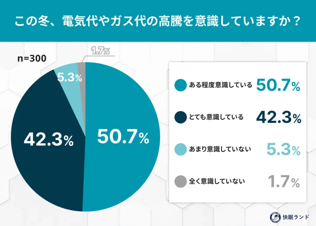 この冬、電気代やガス代の高騰を意識していますか？