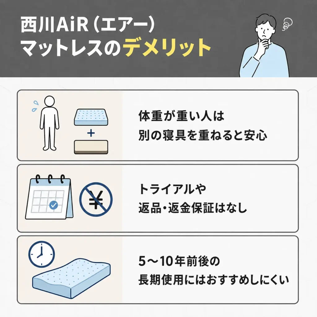 西川AiR(エアー)マットレスのデメリット