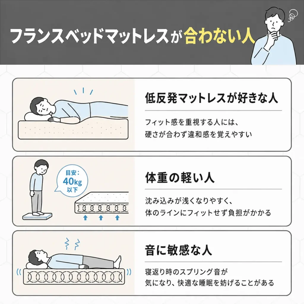 フランスベッドマットレスが合わない人