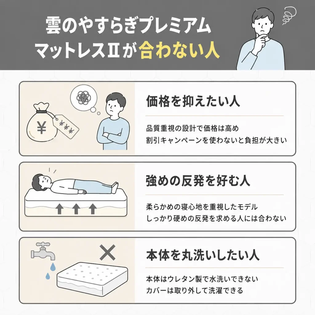 雲のやすらぎプレミアム マットレスⅡが合わない人