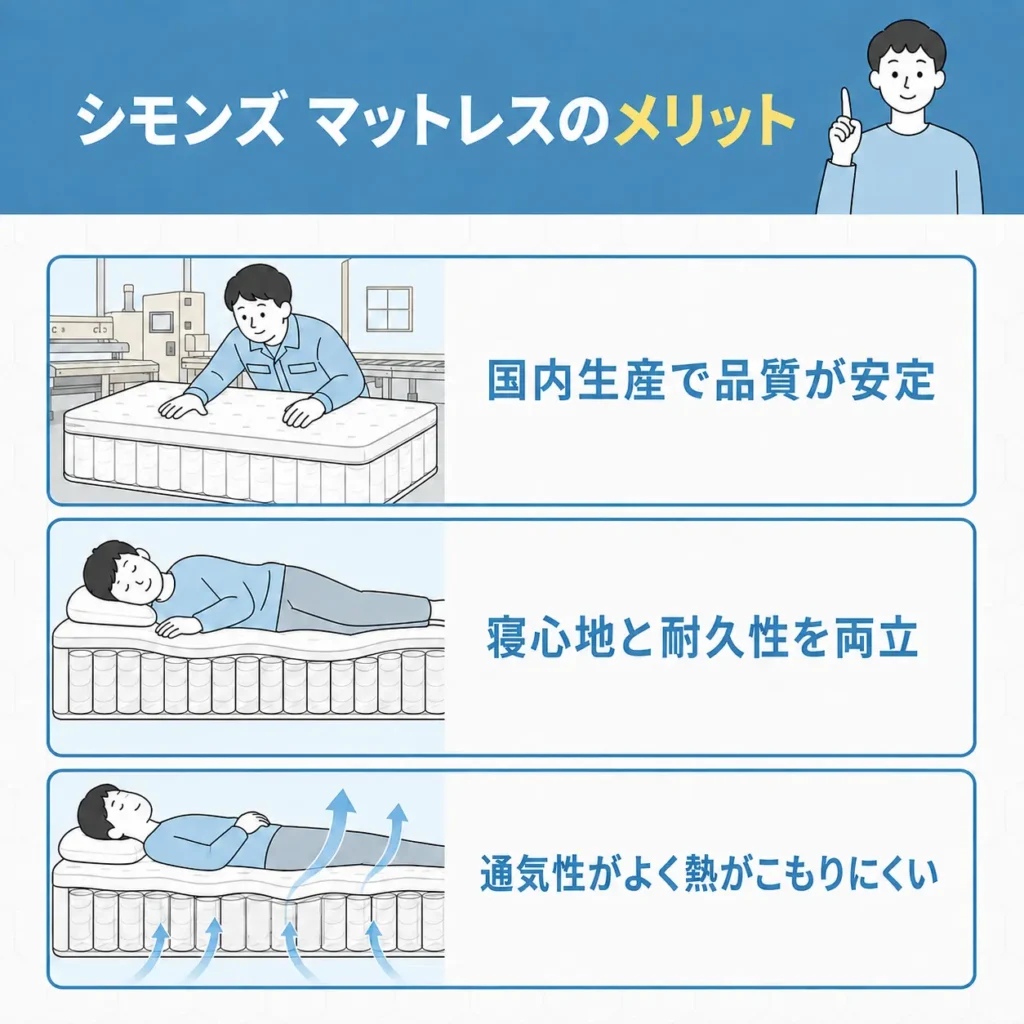 シモンズ マットレスのメリット