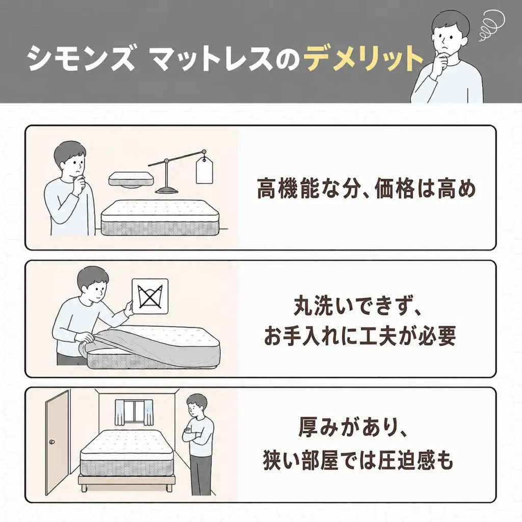 シモンズ マットレスのデメリット