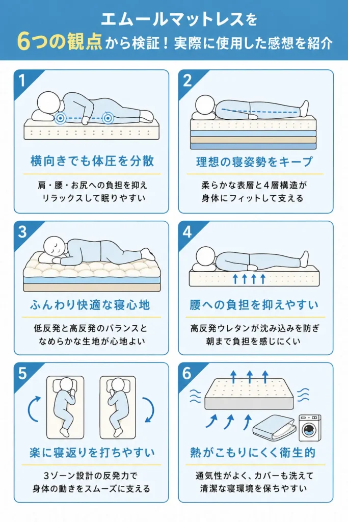 エムールマットレスを6つの観点から検証！実際に使用した感想を紹介