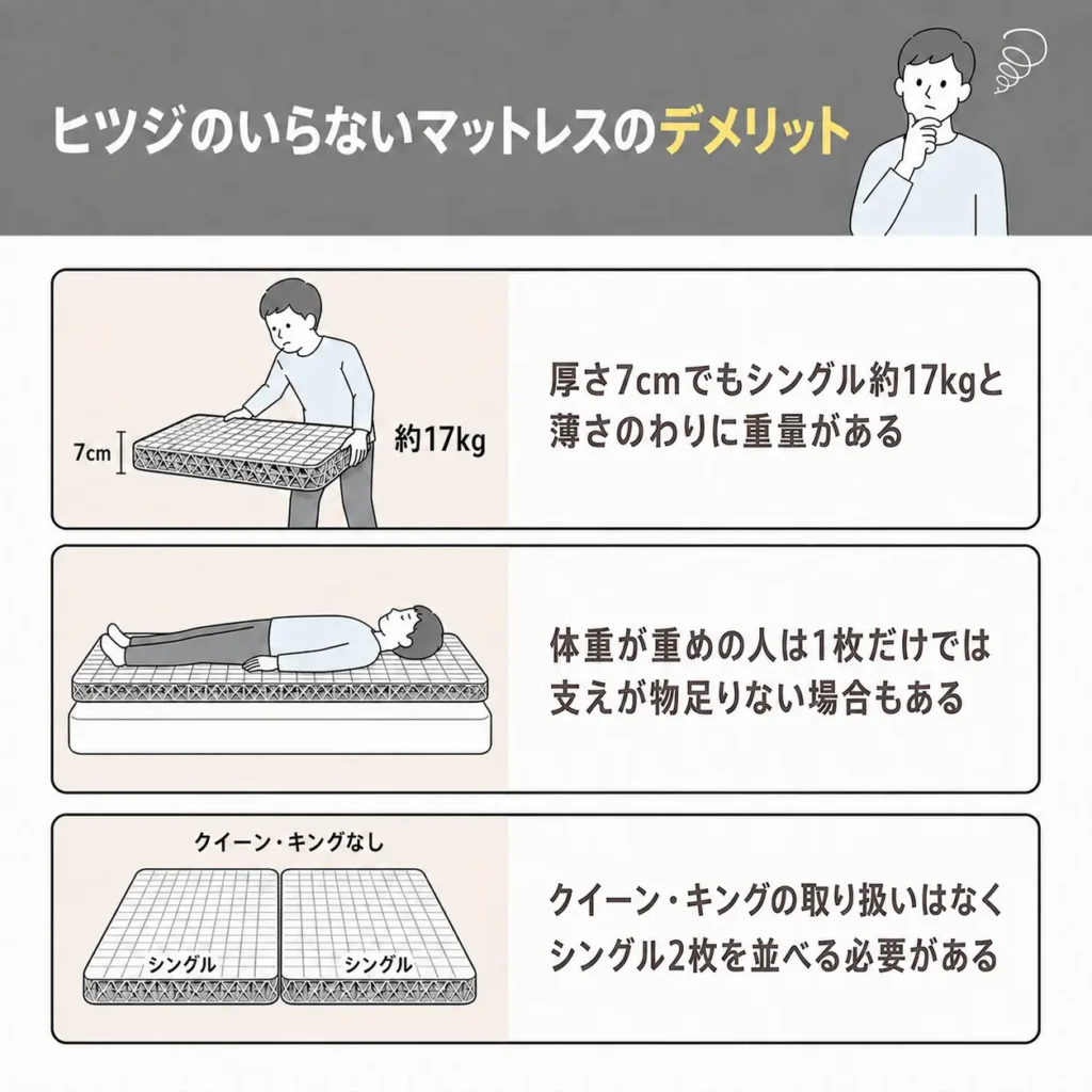 ヒツジのいらないマットレスのデメリット