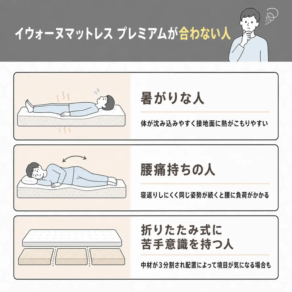 イウォーヌマットレス プレミアムが合わない人