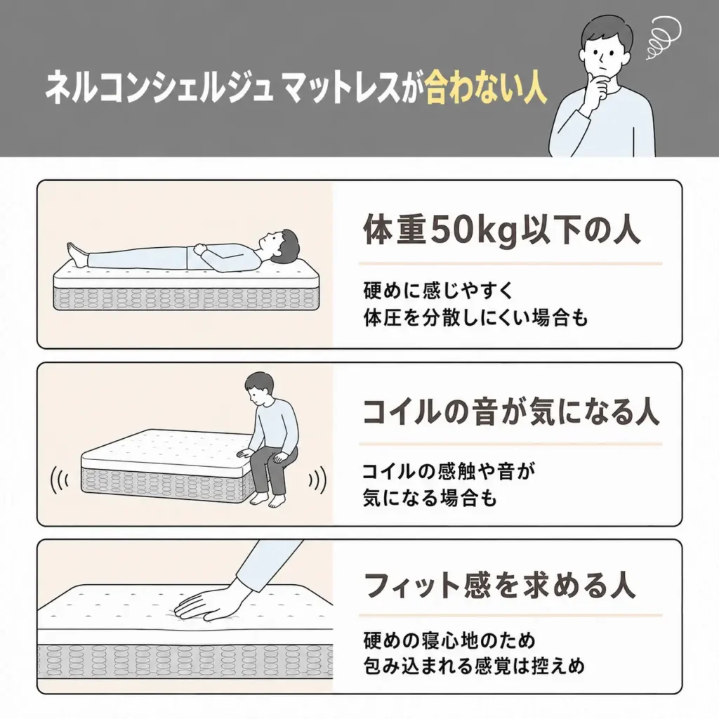 ネルコンシェルジュ マットレスが合わない人