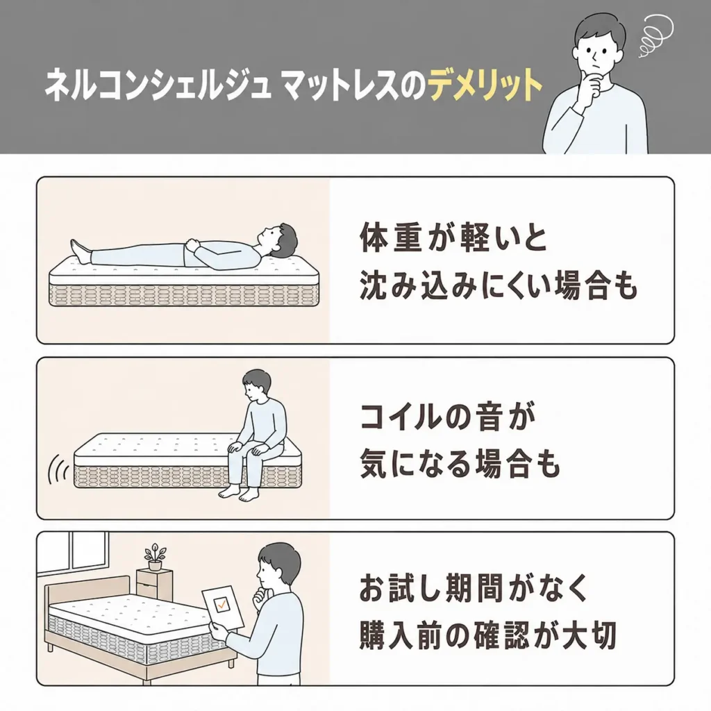 ネルコンシェルジュ マットレスのデメリット