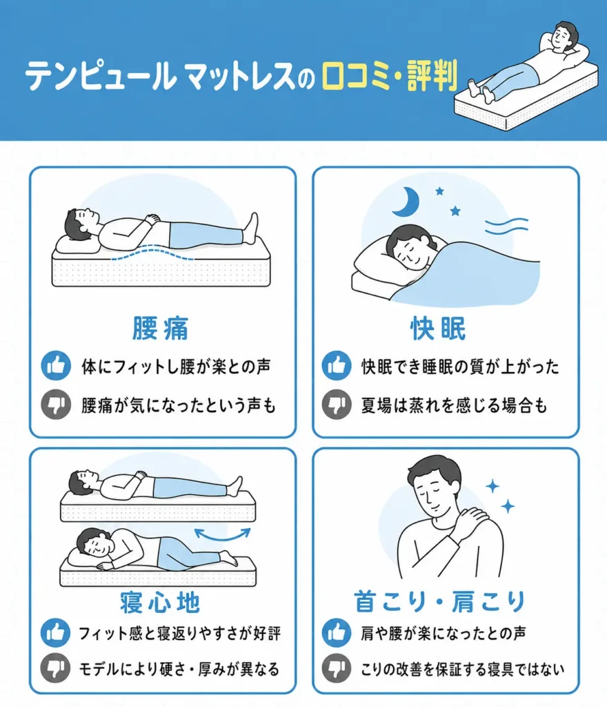 テンピュールマットレスの口コミ・評判｜利用者の声を紹介