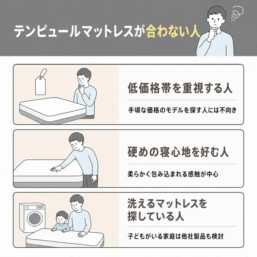 テンピュールマットレスが合わない人