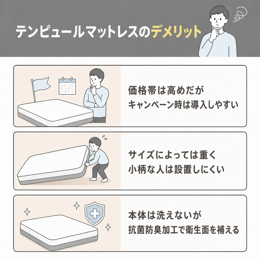テンピュールマットレスのデメリット