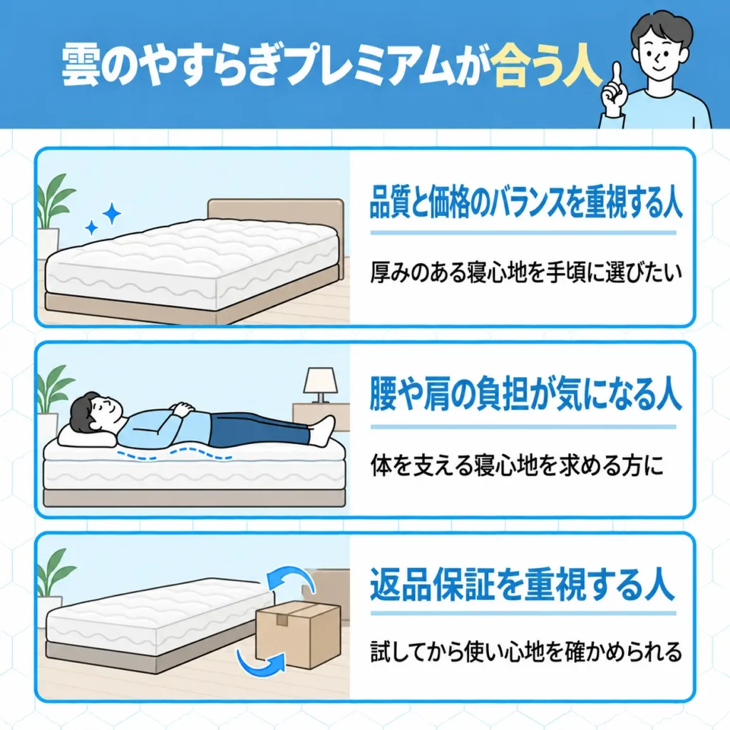雲のやすらぎプレミアムが合う人