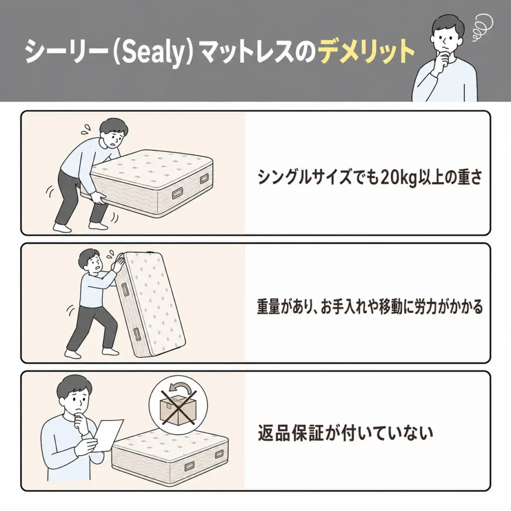 シーリー(Sealy)マットレスのデメリット