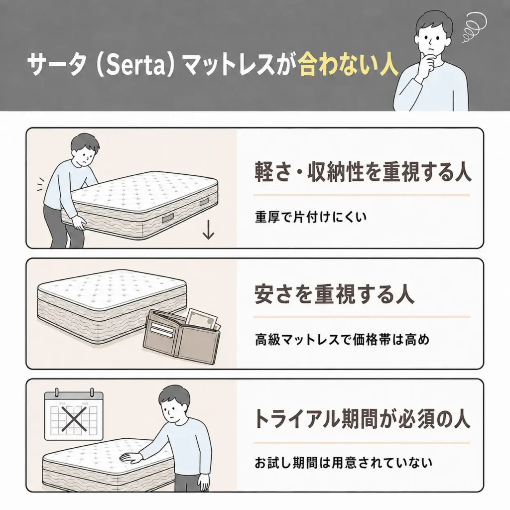 サータ(Serta)マットレスが合わない人