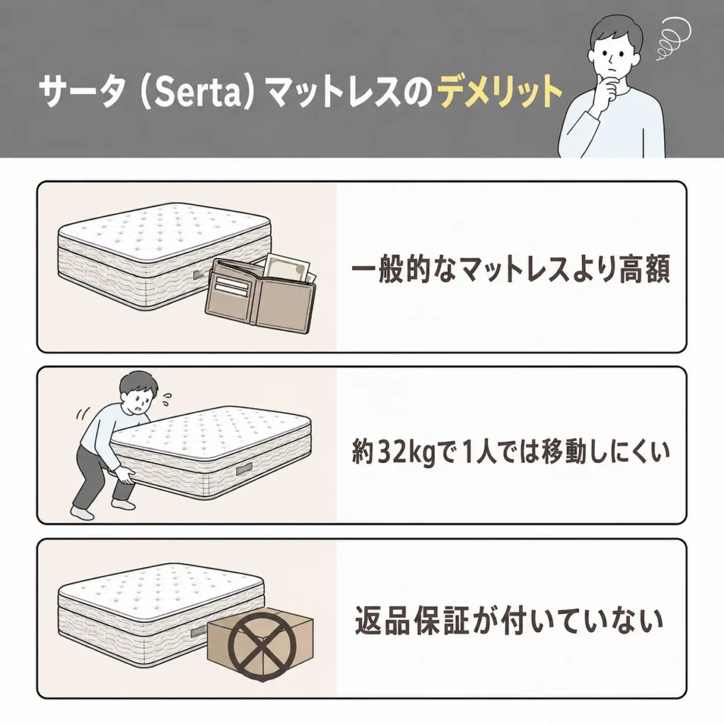 サータ(Serta)マットレスのデメリット
