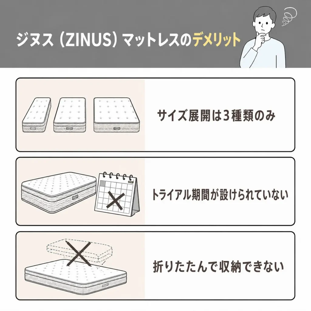 ジヌス(ZINUS)マットレスのデメリット
