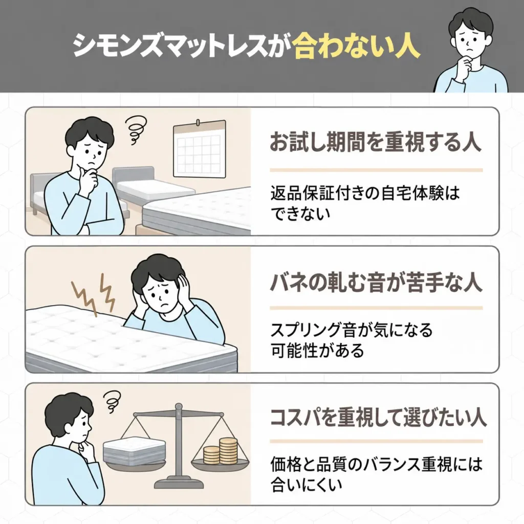 シモンズマットレスが合わない人