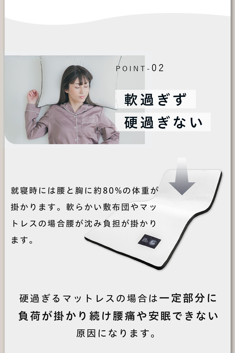 【7段構造】厚さ5cm薄型の高反発マットで寝心地パワーアップ「ONチャージ」